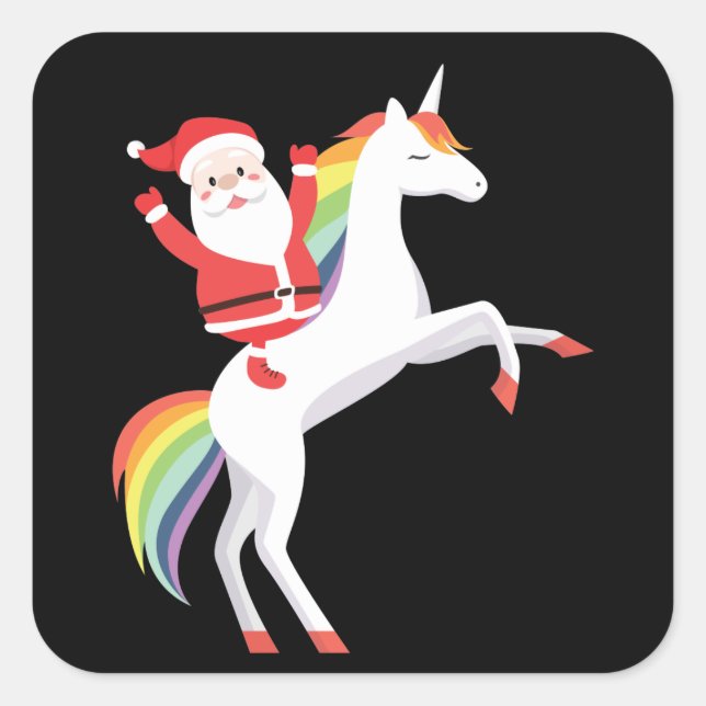 Santa Claus Unicorn Christmas For Holiday Gift Square Sticker (Front)