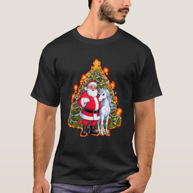 Santa Claus unicorn Christmas sweater Christmas tr (Front)