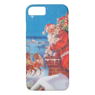 Santa Claus Up On The Rooftop With His Reindeer iPhone 8/7 Case
