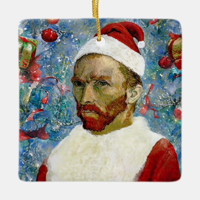 Santa Claus, Van Gogh Ceramic Ornament (Front)