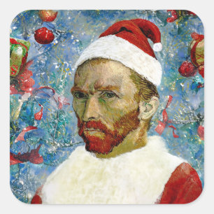 Santa Claus, Van Gogh Square Sticker