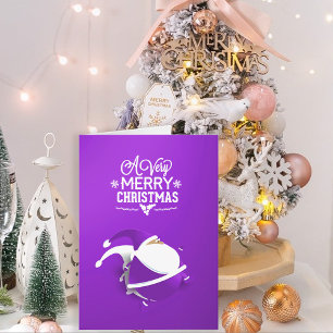 Santa Claus Very Merry Christmas   Purple Holiday Card