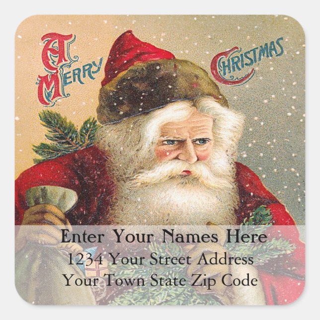 Santa Claus Vintage Christmas Address Label (Front)