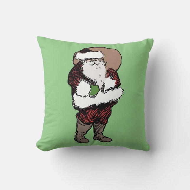 SANTA CLAUS VINTAGE CHRISTMAS THROW PILLOW (Front)