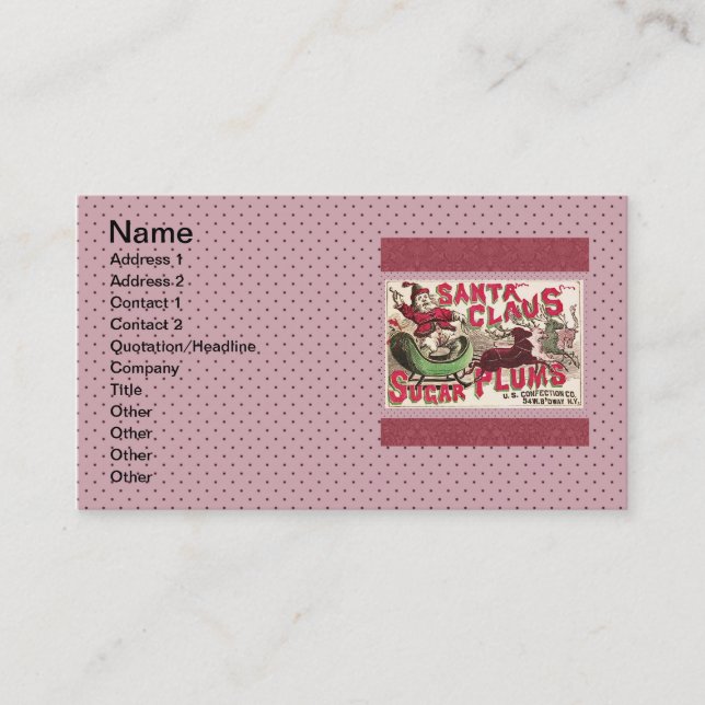 Santa Claus Vintage Illustration Sleigh Business Card (Front)