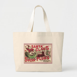 Santa Claus Vintage Illustration Sleigh Large Tote Bag