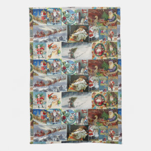 Santa Claus Vintage Old World illustrations Tea Towel