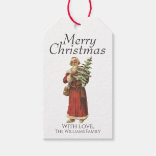 Santa Claus Vintage Style Merry Christmas Gift Tags