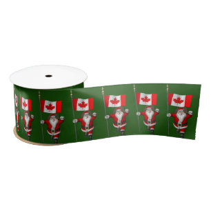Santa Claus Visiting Canada Satin Ribbon