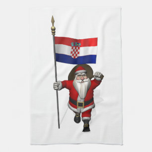 Santa Claus Visiting Croatia Tea Towel