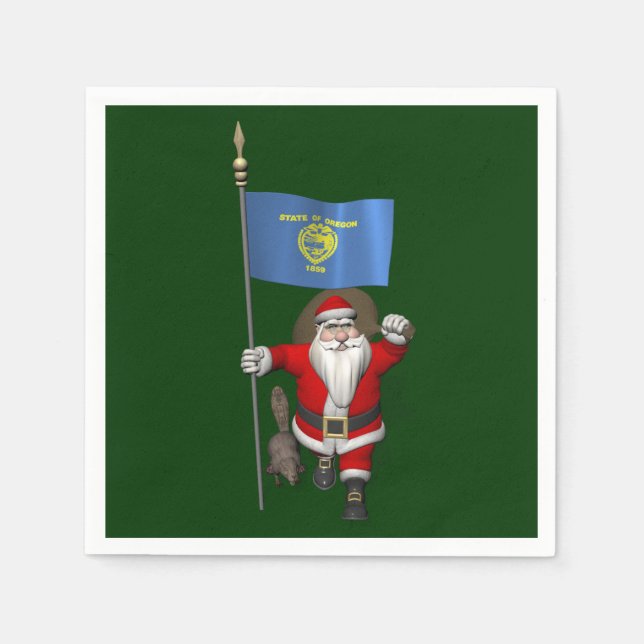 Santa Claus Visiting The Beaver State Napkin (Front)