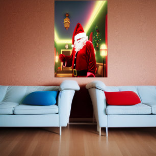 Santa Claus visiting you home AI Art Poster