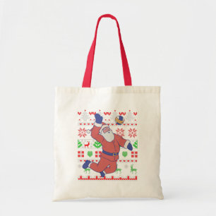 Santa Claus Volleyball Ugly Christmas Tote Bag
