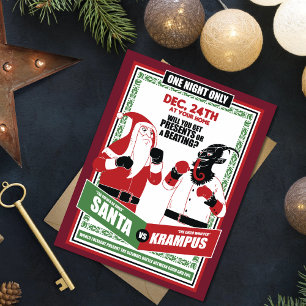 Santa Claus vs. Krampus Boxing Match Good vs. Evil Card