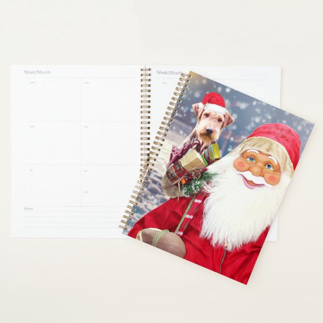 Santa Claus w Christmas Gifts Airedale Dog Planner (Display)