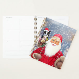 Santa Claus w Christmas Gifts Border Collie Dog Planner