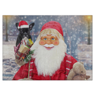 Santa Claus w Christmas Gifts French Bulldog Cutting Board