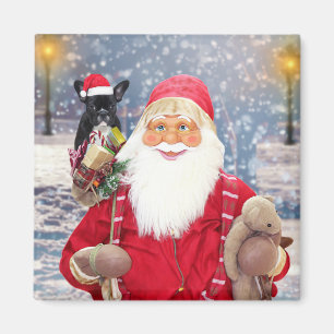 Santa Claus w Christmas Gifts French Bulldog Magnet