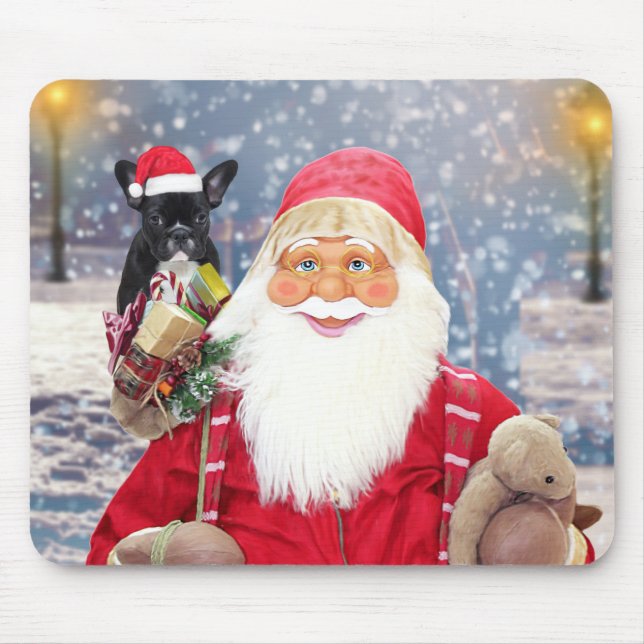 Santa Claus w Christmas Gifts French Bulldog Mouse Mat (Front)