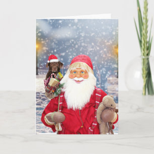 Santa Claus w Christmas Gifts Labrador Dog Holiday Card
