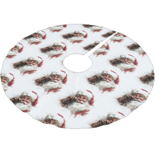 Santa Claus Watercolor Christmas Tree Skirt