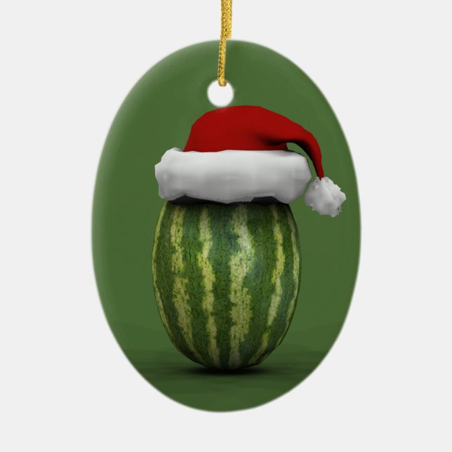 Santa Claus  Watermelon Ceramic Tree Decoration (Front)