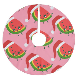 santa claus watermelon pink christmas brushed polyester tree skirt