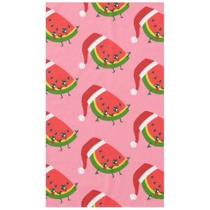 santa claus watermelon pink christmas tablecloth