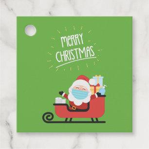 Santa Claus Wearing A Mask For Christmas Favour Tags