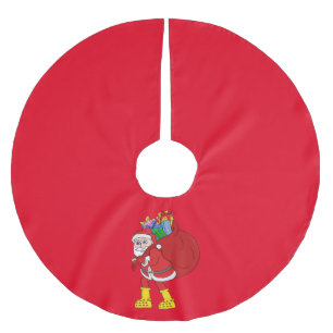 Santa Claus Wearing Big Yellow Boots Brushed Polyester Tree Skirt