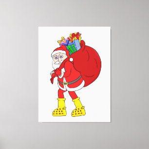 Santa Claus Wearing Big Yellow Boots Canvas Print