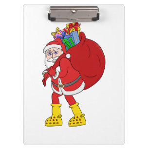 Santa Claus Wearing Big Yellow Boots Clipboard