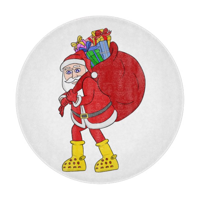 Santa Claus Wearing Big Yellow Boots Cutting Board (Front)