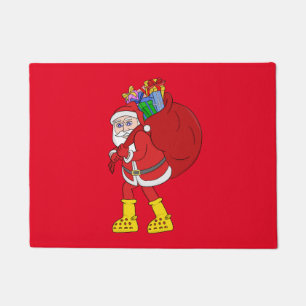 Santa Claus Wearing Big Yellow Boots Doormat