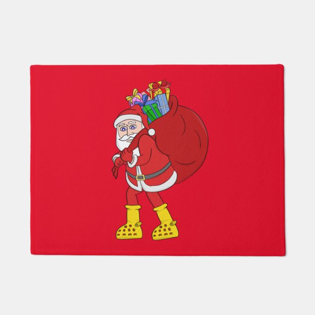 Santa Claus Wearing Big Yellow Boots Doormat (Front)