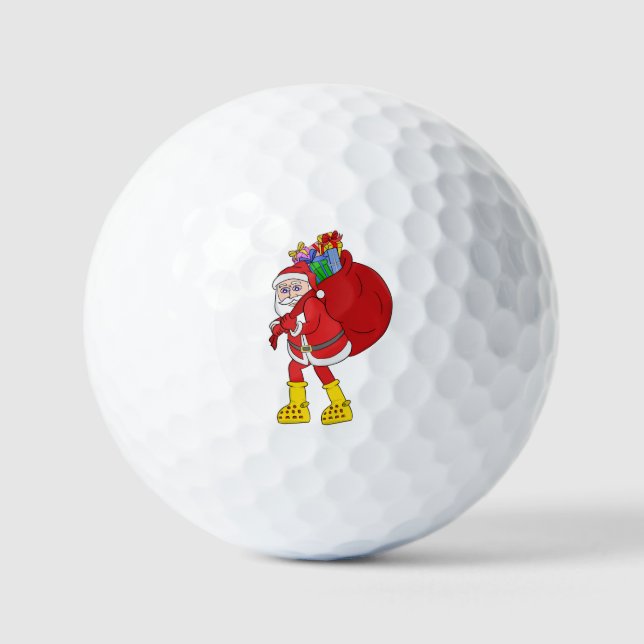 Santa Claus Wearing Big Yellow Boots Golf Balls (Front)