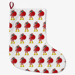 Santa Claus Wearing Big Yellow Boots Large Christmas Stocking