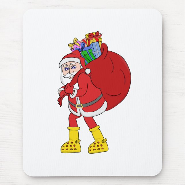 Santa Claus Wearing Big Yellow Boots Mouse Mat (Front)