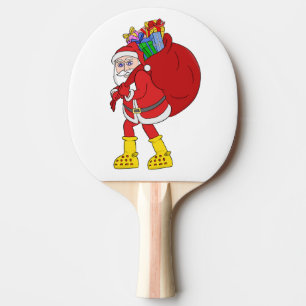 Santa Claus Wearing Big Yellow Boots Ping Pong Paddle