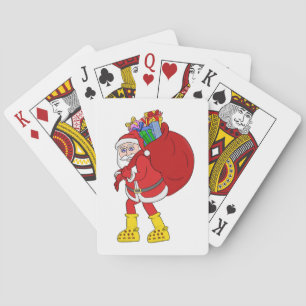 Santa Claus Wearing Big Yellow Boots Playing Cards
