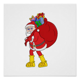 Santa Claus Wearing Big Yellow Boots Poster