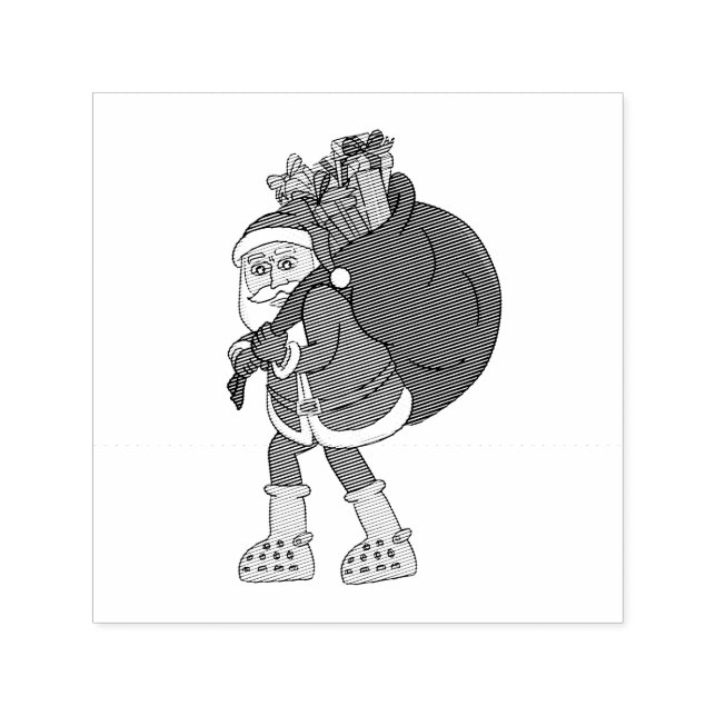 Santa Claus Wearing Big Yellow Boots Self-inking Stamp (Design)