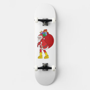 Santa Claus Wearing Big Yellow Boots Skateboard
