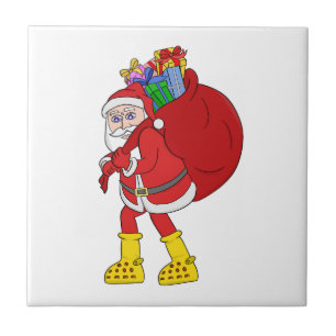 Santa Claus Wearing Big Yellow Boots Tile