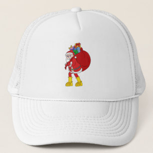 Santa Claus Wearing Big Yellow Boots Trucker Hat