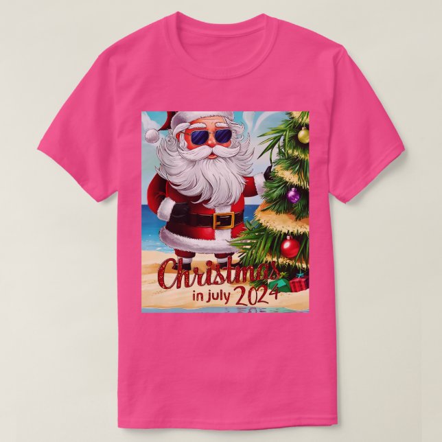 Santa Claus wearing sunglasses with a reflection o T-Shirt (Design Front)