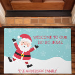 Santa Claus Welcome To Our Ho Ho Home Christmas Doormat<br><div class="desc">Santa Claus Welcome To Our Ho Ho Home Christmas Doormat. Personalise this custom design with your own greeting and family name.</div>