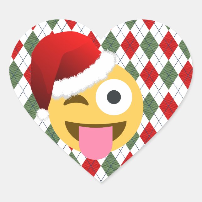 santa claus wink emoji heart sticker (Front)