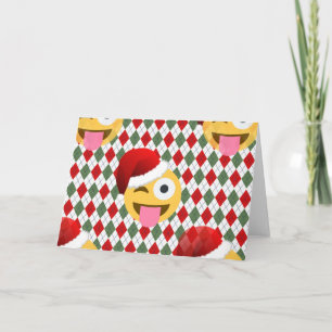 santa claus wink emoji holiday card