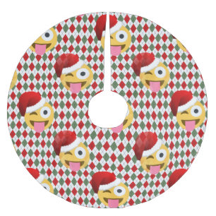 santa claus wink emoji xmas christmas tree skirt